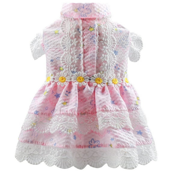 Dog Dress Comfortable Lace Edge Cupcake Skirt Summer Small Dog Princess Cosplay Costume for Home Wear
