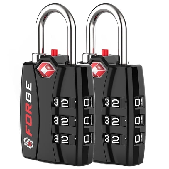 New Forge TSA Approved Luggage Locks - 2 Pack - Lifetime Warranty, Open Alert Indicator, Alloy Body, Hardened Steel Shackle