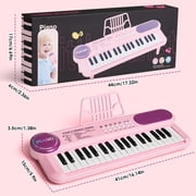 Baby Piano Toys for Kids, 37 Keys Electronic Keyboard with Microphone, Portable Piano for Toddlers, Educational Keyboard Musical Instrument Toys for Girls Boys, Pink