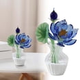 thumbnail image 2 of Glass Tulip Flower Figurine, Hand Blown Art Glass Flower Vase, Crystal Flower Ornament Sculpture, Mini Glass Floral Bouquet Statue for Home Office Desktop Decor, 2 of 4