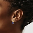 thumbnail image 3 of Primal Gold 10 Karat Yellow Gold Checkerboard Created Sapphire and Diamond Earrings, 3 of 4