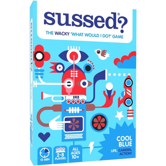 Juego de cartas Sussed The Wacky What Would I Do - Diversión social para adolescentes, niños y niñas - Más de 10 años - Cool Blue Deck con 200 excelentes iniciadores de conversación