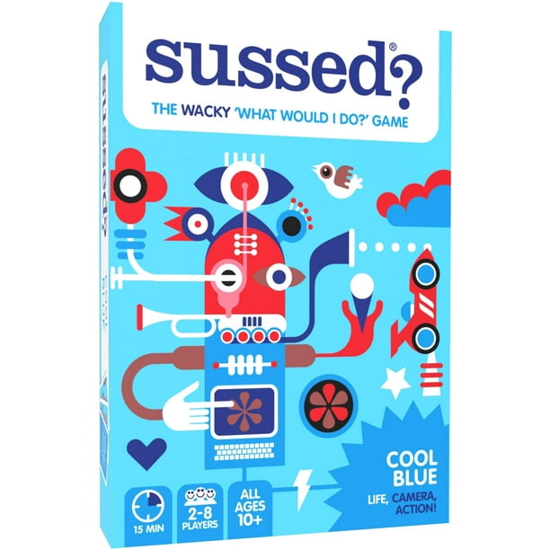 Juego de cartas Sussed The Wacky What Would I Do - Diversión social para adolescentes, niños y niñas - Más de 10 años - Cool Blue Deck con 200 excelentes iniciadores de conversación