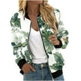 thumbnail image 7 of Womens Full Zip Bomber Jackets with Pockets Floral Print Long Sleeve Casual Fall Coat Outerwear Lightweight (XL, White 01), 7 of 7