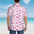 thumbnail image 4 of Honeii Pink bows Print Men’s Hawaiian Shirt,Classic Button-Down Short Sleeve Shirt, for Beach, Vacation, and Outdoor Activities,Small, 4 of 7
