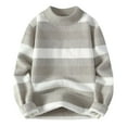 thumbnail image 2 of Handshe Men's Striped Plush Fleece Knit Sweater, Stretch Comfort Warm Winter Loose Fit Casual Pullover, Cozy Loungewear for Relaxed Everyday Style,Plus Size, 2 of 3