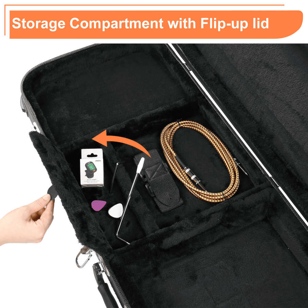 Tcbosik Electric Guitar Hard Case with Lock for ST/TL/Burning Fire/170 Style, Hard-Shell Protective Carrying Case, Black