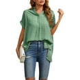 thumbnail image 4 of hirigin Women Short Sleeve T-shirts Solid Color/ Printed Summer V-neck Loose Casual Tops Blouse Streetwear, 4 of 9