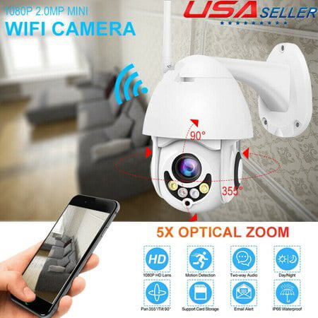 4X ZOOM HD 1080p Wireless PTZ Security Camera Waterproof Wi-Fi FHD Dome 360 Outdoor IP Camera Speed Dome Camera 2.0MP Waterproof Cam WiFi dual-source ball machine-2.0MP