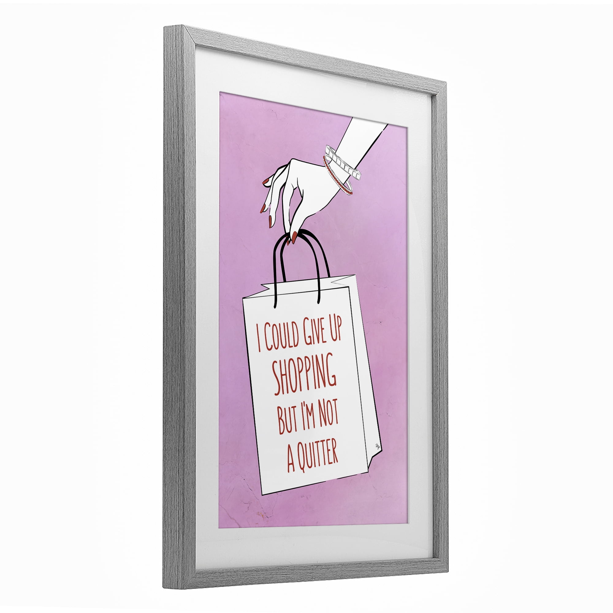 Stupell Industries Not A Quitter Shopping Gray Framed Print Under Glass, design by Martina Pavlova