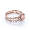 thumbnail image 4 of JeenMata Antique 1.50 Carat Round Cut created morganite and Moissanite Halo Bridal Set in Rose Gold: Bestselling Design, 4 of 6