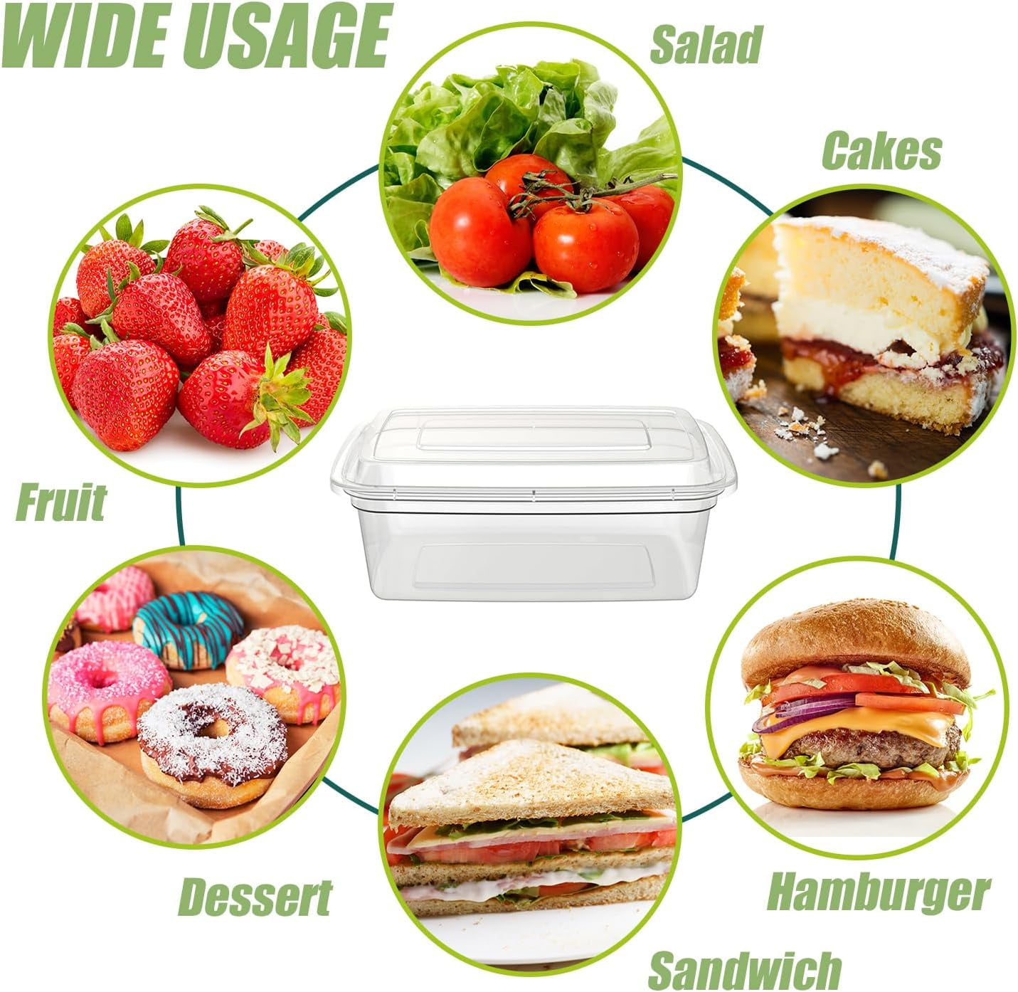40 Pack Reusable Meal Prep Containers Microwave Safe Food Storage Containers with Lids, 24 oz -1 Compartment Take Out Disposable To Go Plastic Bento Lunch Box BPA Free