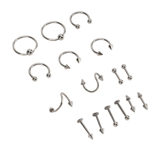 Juego de aretes para la nariz diferentes formas Anillos para la nariz Acero inoxidable Usos amplios seguros Alisado de superficies pulidas para reuniones para fiestas para uso ANGGREK Otros