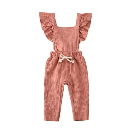 

Fanvereka Baby Girls Square Neck Long Romper Ruffle Flying Sleeve Backless Jumpsuit