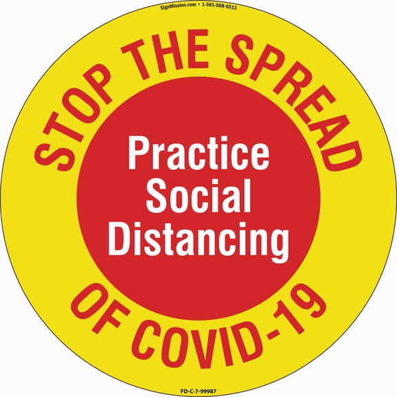 Coronavirus Stop The Spread Non-Slip Floor Graphic | 7" Vinyl Decal | Protect Your Business, Work Place & Customers |  Made in The USA