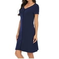 thumbnail image 1 of AherBiu Robes de Pyjama pour Femmes Boutonnées Col en V Manches Courtes Chemise de Nuit Confortable Mini Robe, 1 of 6