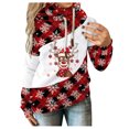 thumbnail image 1 of Chandail en Molleton d'Hiver pour Femmes, Cardigan à Col Rond Chaud, Mode, Mi-Longueur, Blouse Ample, Imprimé Noël, 1 of 6
