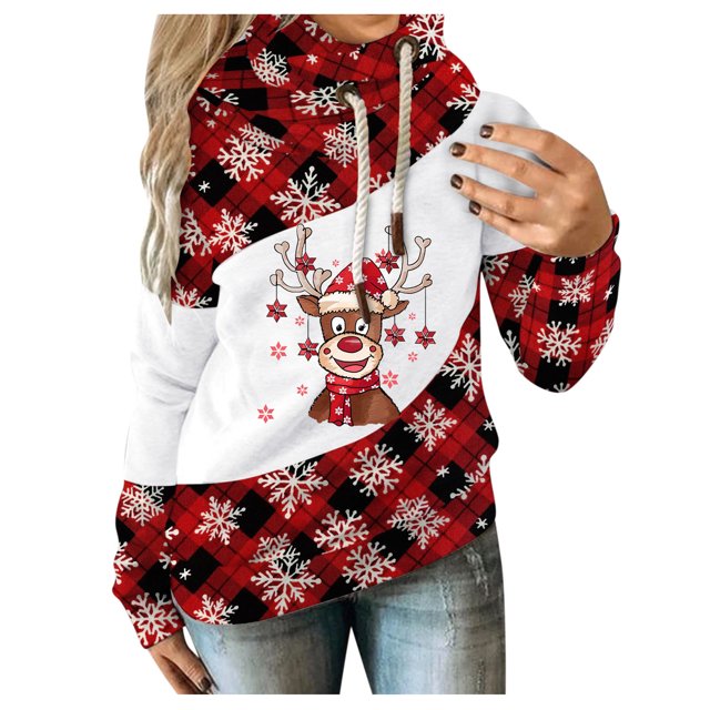 Chandail en Molleton d'Hiver pour Femmes, Cardigan à Col Rond Chaud, Mode, Mi-Longueur, Blouse Ample, Imprimé Noël