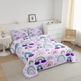 thumbnail image 3 of Erosebridal Girls Rainbow Bedding King Comforter Set, Purple Cloud Down Comforter, Cartoon Theme Decor, Reversible 3-Piece, 3 of 7