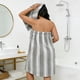 thumbnail image 4 of Yhmxh Decoración del baño Toalla de baño de forro polar coral a rayas de talla grande, suave y absorbente, para mujer, para spa, ducha, bata de baño grande y ancha, se adapta a entre 50 y 90 kg., 4 of 5