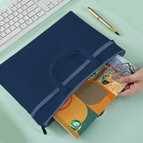 Hovmgk Zipper Pouch with Double Pockets, Waterproof A4 Document Storage Bag, Foldable File Holder with Handle for Travel & Office Use, Multicolor Oxford Cloth, Durable & Portable Document Organizer