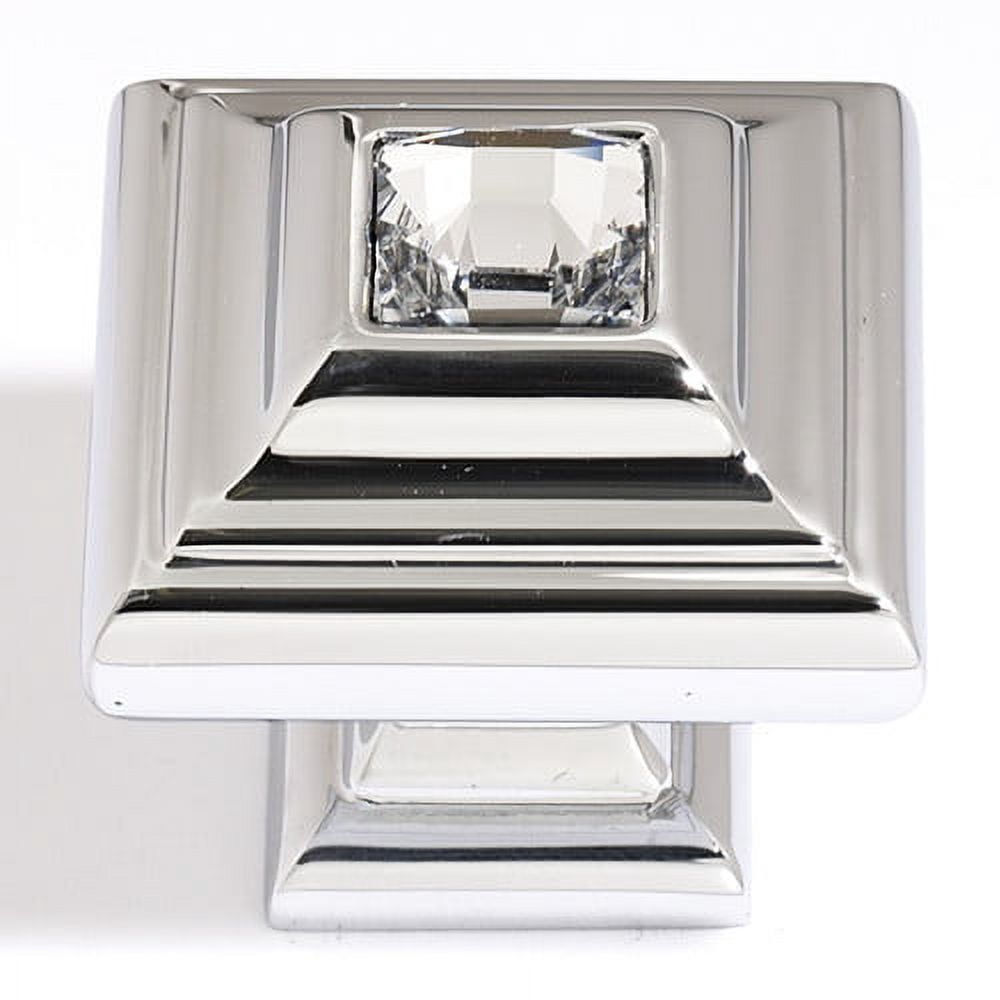 Alno 10mm Crystal Small Square Knob - Clear / Polished Chrome
