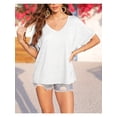 thumbnail image 4 of Women's Oversized V-Neck T-Shirts Summer Casual Loose Fit Short Sleeve Top Tees, 4 of 6