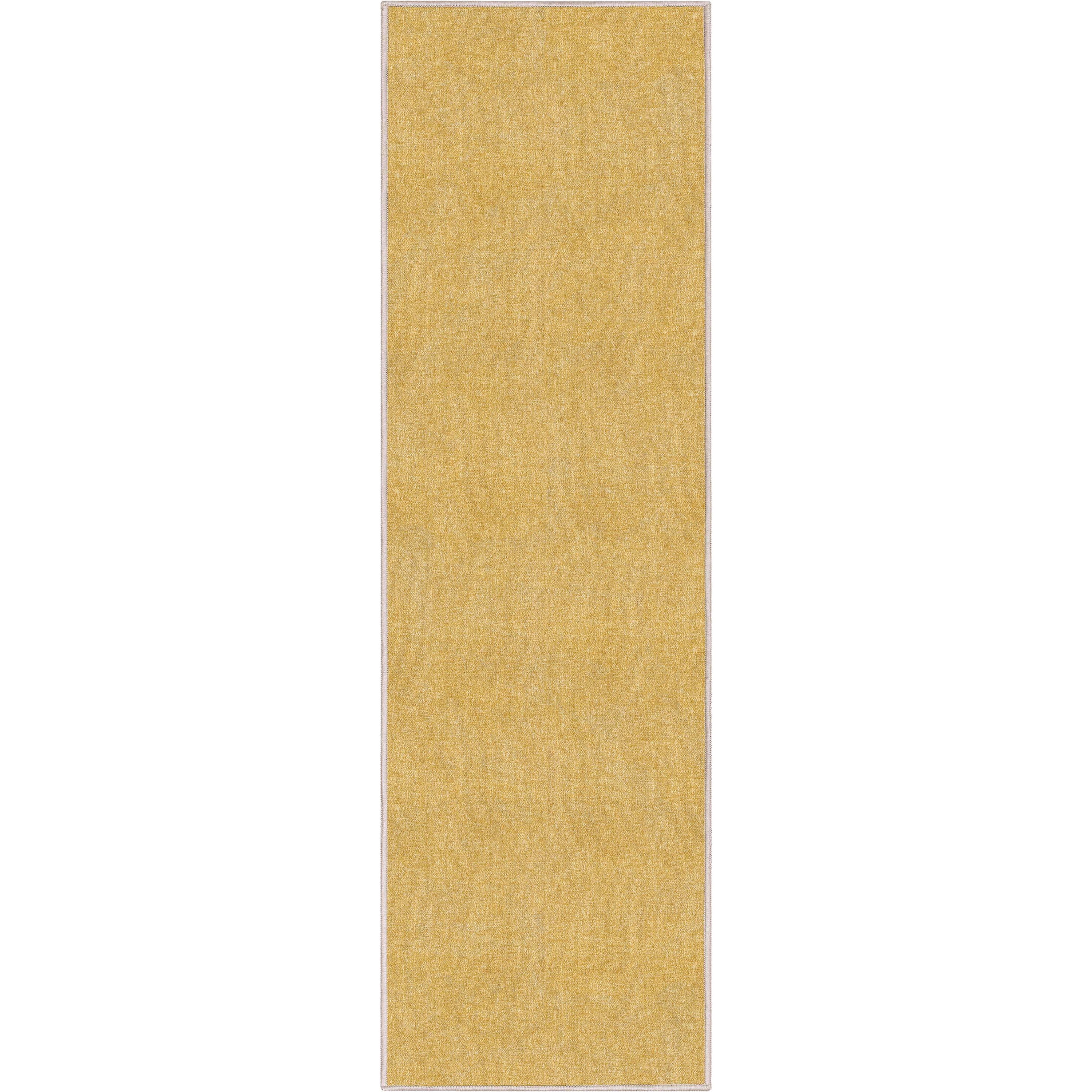Well Woven Plain Solid Modern Solid Yellow Flat-Weave 2' x 5' Runner Rug