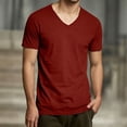 thumbnail image 2 of NinXxx Men's Solid French Crew Neck Short Sleeve Casual Top Red XXL, 2 of 4