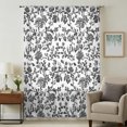 thumbnail image 3 of Black Flower Sheer Curtains 63 Inch Length, Light Filtering Voile Curtain Panel, Vintage Farmhouse Boho Leaf Spring Plant Rod Pocket Drapes Window Treatments for Living Room Bedroom 52"x63", 3 of 9
