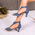 thumbnail image 5 of Women Summer Sandals, Dress Sandals Women, Strappy Heels for Women, Women Classic Summer Closed Heel Peep Toe Casual Sandals Lightweight Comfort Walking Footwear Non Slip Shoes, Blue 6.5, 5 of 5
