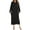 Black, variant on Women's Zipper&nbsp;Front Robe Full Length Hooded Bathrobe Zip Up House Coat Zippered Duster Robe Solid Housecoat Sleepwear w/ Pockets Navy Blue Large