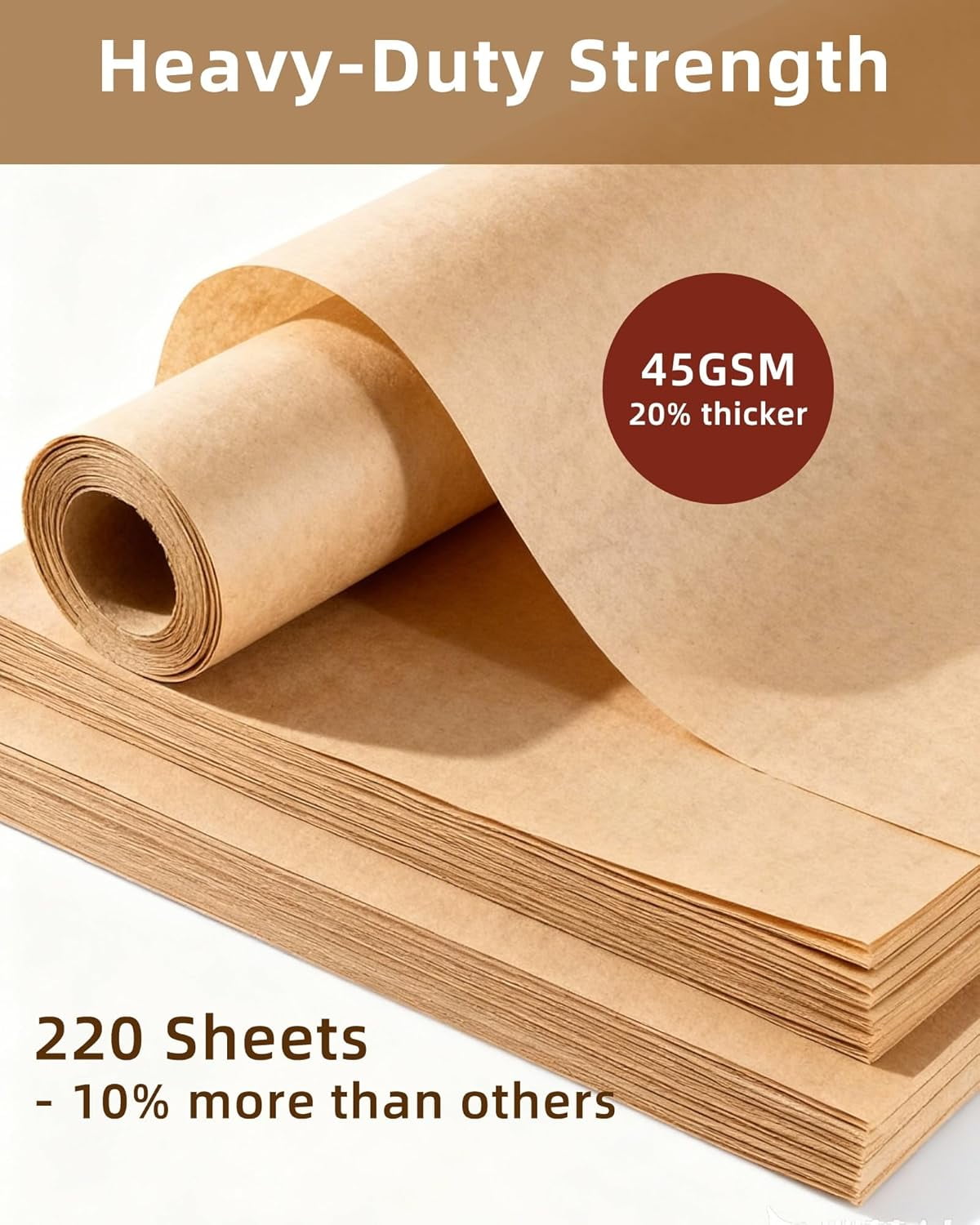 220 Count Parchment Paper Sheets for Baking 12x16 Inch, Precut Non-Stick Unbleached Paper, Half Sheet Pan Liners Oven, Cooking, Grilling, Air Fryer, Steaming