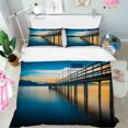 thumbnail image 3 of 3D Sunset Sea Bridge Paisaje Funda nórdica Set Ropa de cama Set Funda nórdica, 3 of 3