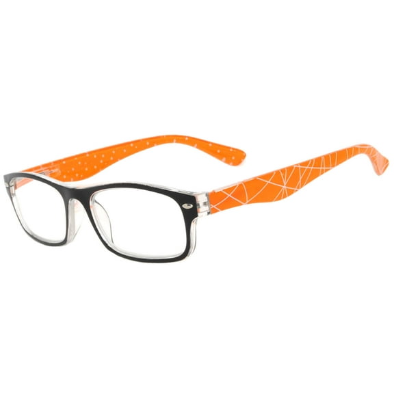 OWL® Reading Glasses - 8188 Lines & Stars Patter / Orange / Spring Hinge