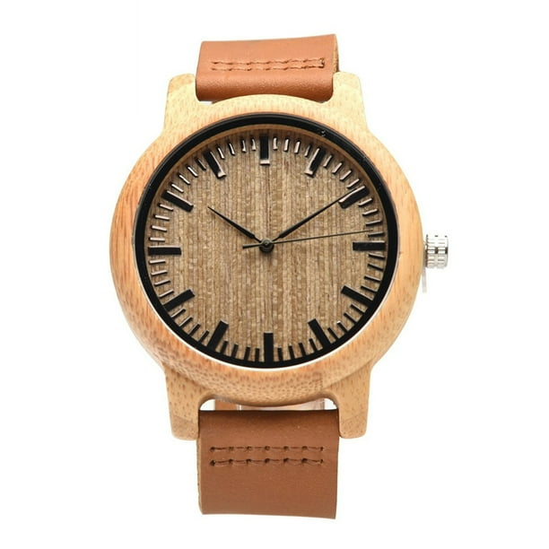 Relojes De Mujer Y Hombre, Reloj Analógico De Cuarzo De Madera De Bambú Natural Abanopi 01#