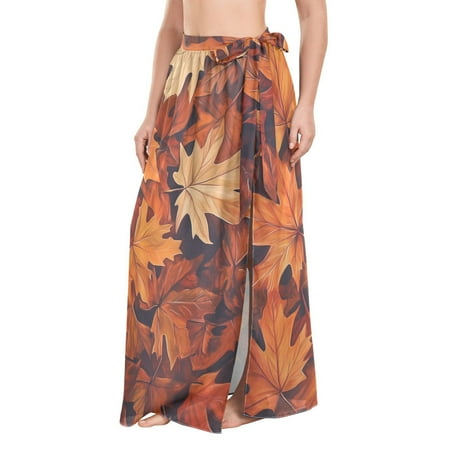 FORMRS Beach Sarong for Women Semi-Sheer Wrap Skirt Swimsuit Cover Up  Fall Pattern