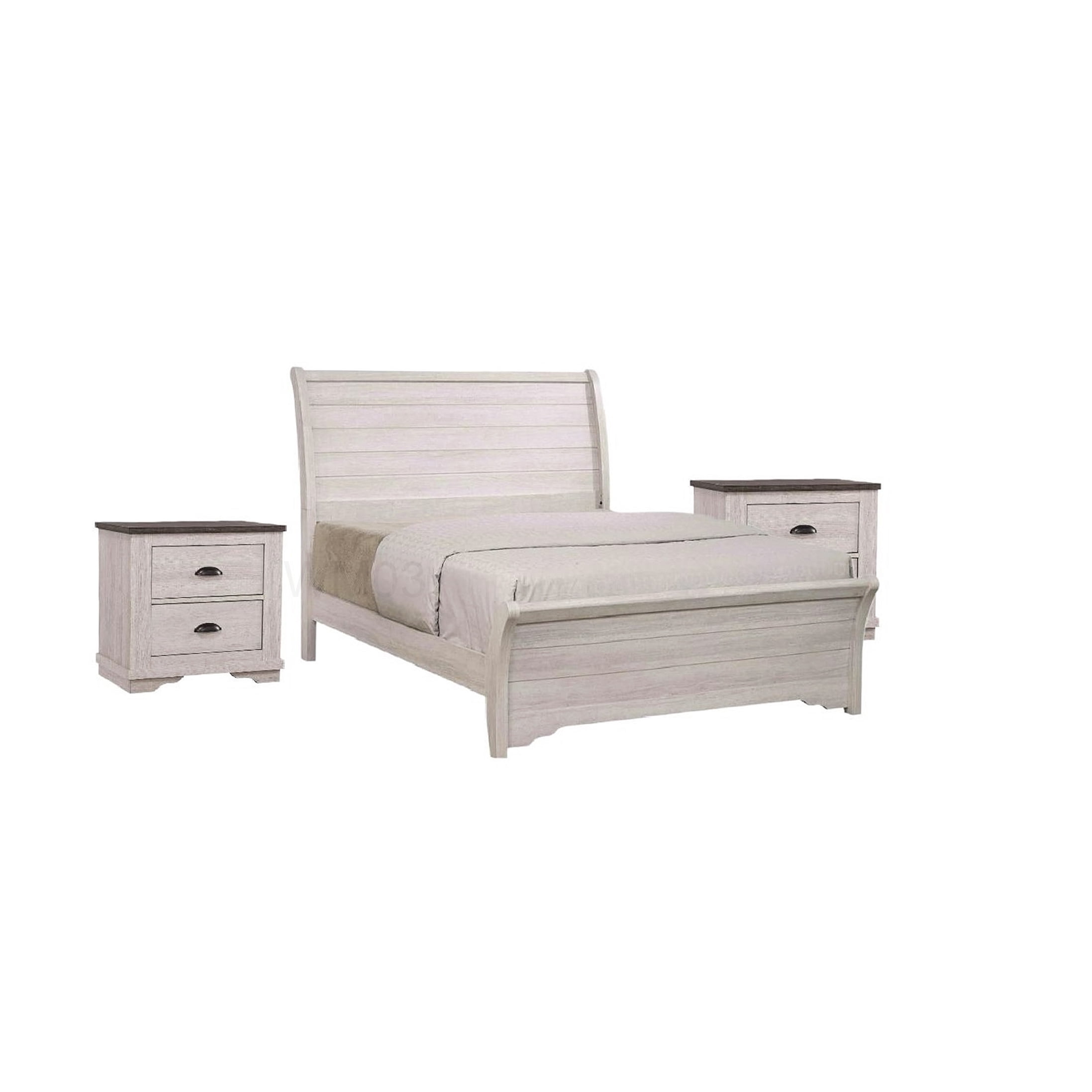 Queen Size Upholstered Bed Frame, Gray Modern Platform Bed with Curved Headboard