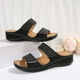 thumbnail image 5 of THDHVS Black Sandals Women,Sandals for Women 2025,Fashion Casual Beach Fish Mouth Open Toe Thick Bottom Wedge Slippers Black 6.5, 5 of 5