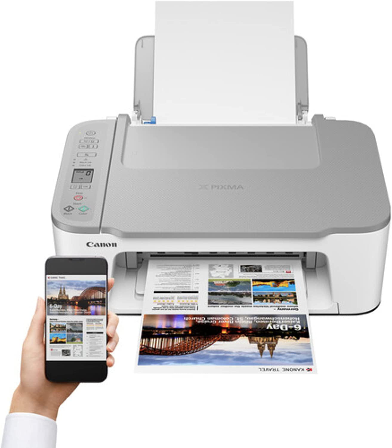 Laptop Canon Wireless Inkjet All-in-One Printer with LCD Screen Print Scan and Copy Tablet Built-in WiFi Wireless Printing from Android White and Smartphone with 6 Ft NeeGo Printer Cable 
