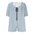 thumbnail image 3 of Womens Oversized Striped Jumpsuit Shorts with Pockets for Beach Vacation Clothes Light Blue S, 3 of 5