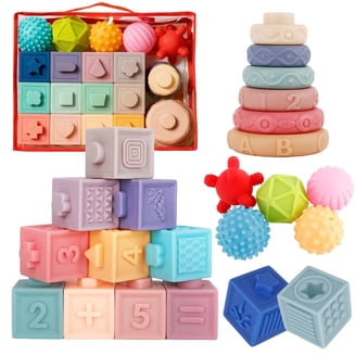 Aliex Juguetes Montessori 6 Meses - 3 Años, 4 In 1 Juguetes Sensoriales Apilables Cubos Bloques Regalos Para Bebes
