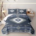 thumbnail image 2 of Erosebridal Blue Southwestern Pattern Quilt Full,Aztec Geometric Stripes Full Bedspread Sets For Boys,3pcs, 2 of 7