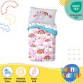 thumbnail image 4 of Sunny Side Up Rainbow Unicorns Juego De Edredón Para Niños Pequeños – Ropa De Cama Preescolar De 4 Piezas Incluye Sábanas De Edredón Y Funda De Almohada – Juego De Cama De Microfibra Floral Rosa Súper, 4 of 7