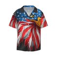 thumbnail image 3 of Cauagu Eagle Head With American Flag Men's Short Sleeve Button Down Hawaiian Shirt for Men Bowling Shirts Casual Summer Beach Shirt,Large, 3 of 6