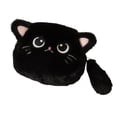 thumbnail image 3 of Monedero de gato con forma de animal, monedero para guardar monedas, auriculares y peluche, regalo para niños. Negro, 3 of 8