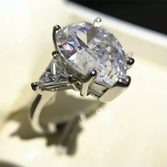 5ct Pear Cut Triangle Unique AAA CZ 925 Silver Women's Engagement Ring Size 4-9