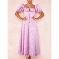 thumbnail image 3 of New Pollen Florets Floral Print Maxi Dress With Puff Sleeves, Square Neck And Tie Front, 3 of 8