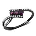 thumbnail image 1 of Anneau en Acier Inoxydable Noir avec AAA Grade CZ en Fuchsia - Taille 8, 1 of 1