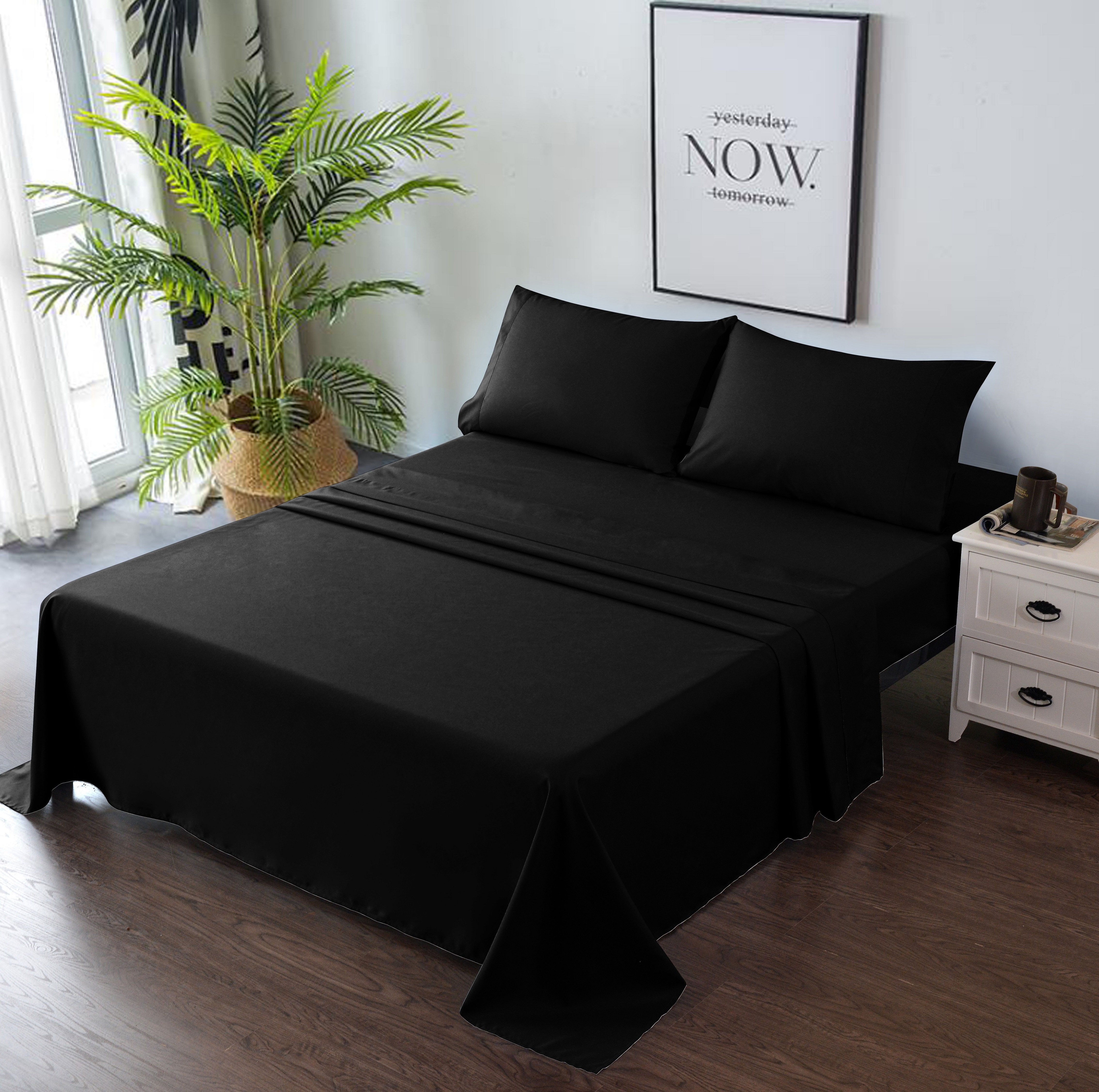 White, Twin Goza Bedding Microfiber Flat Sheet